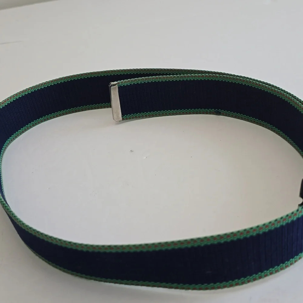 Tommy Hilfiger Tommy Jeans Woven Fabric Belt Silver Logo Buckle Adjustable Blue